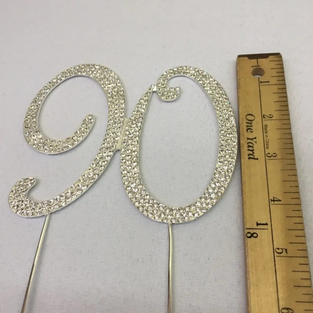 90th Rhinestone Cake Topper